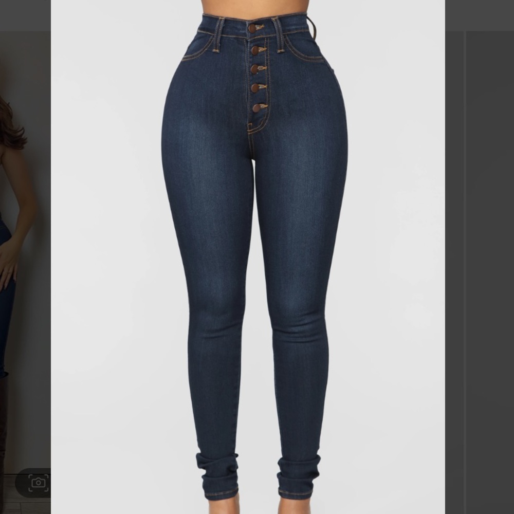 Fashion Nova High Waist Button Jeans